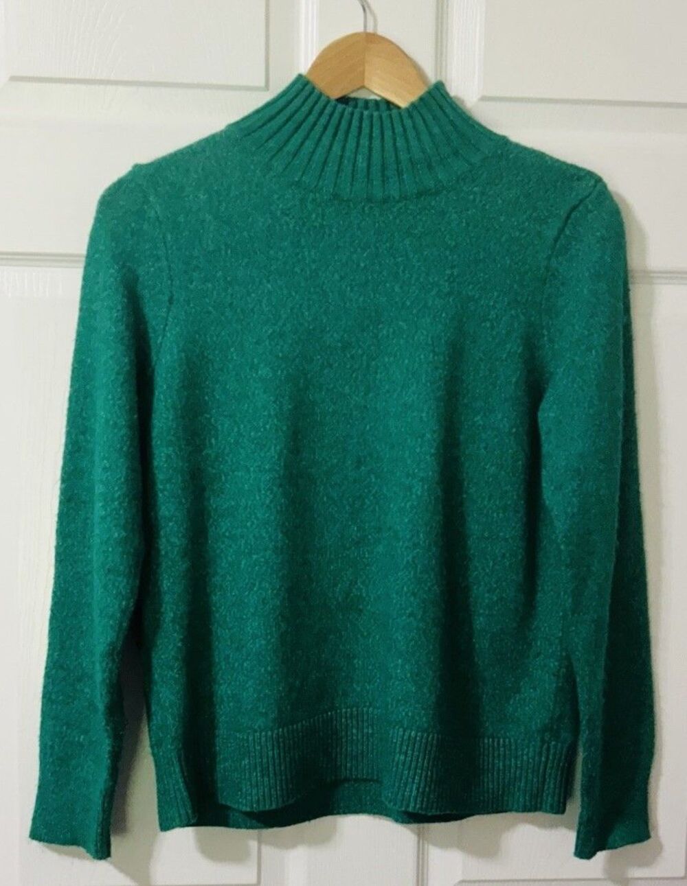 Ann Taylor Loft Green Mock Neck Knit Long Sleeve Pullover Sweater Women Size M